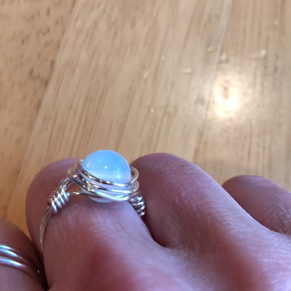 Handmade moonstone opal ring, gemstone rings 6.5 - Picture 2 of 4